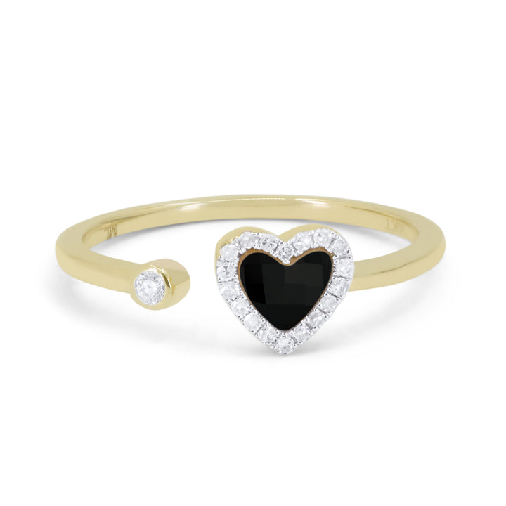 Madison L 14K Yellow Gold Black Onyx Heart Ring - style R1811BOY