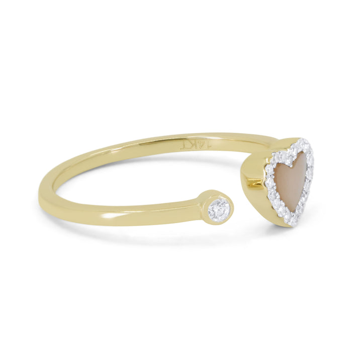 R1811 - 14K Yellow Gold Black Onyx, Mother of Pearl & Turquoise Heart Ring