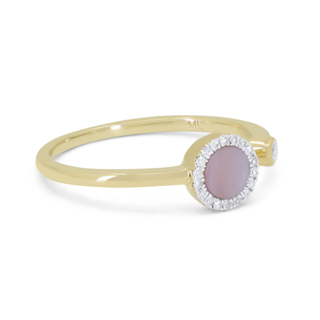 R1812 - 14K Yellow Gold Black Onyx, Mother of Pearl & Turquoise Ring