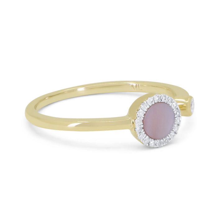 R1812 - 14K Yellow Gold Black Onyx, Mother of Pearl & Turquoise Ring