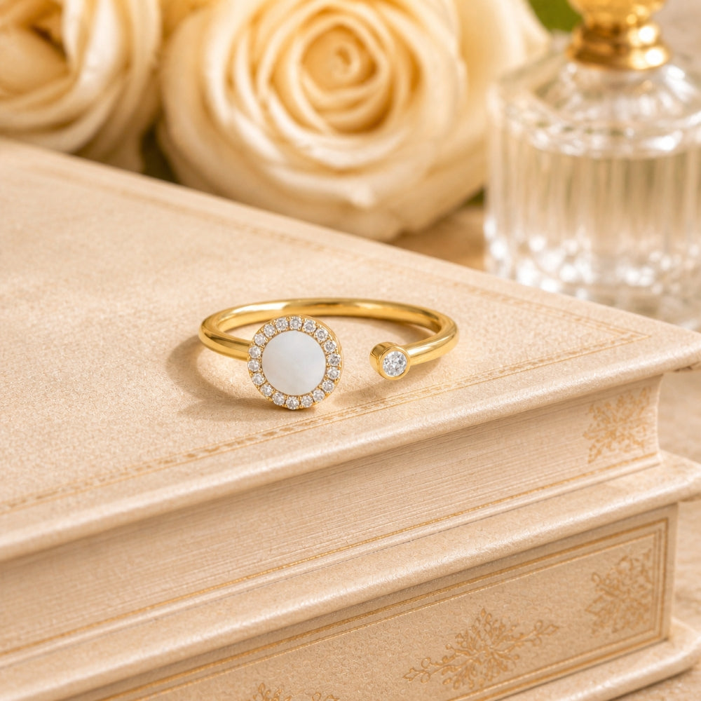 R1812 - 14K Yellow Gold Black Onyx, Mother of Pearl & Turquoise Ring