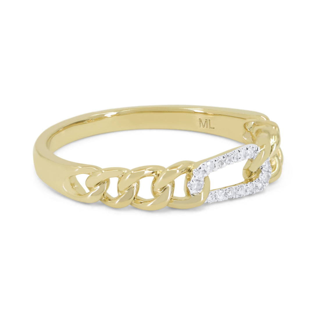 R1813 - 14K Yellow Gold Diamond Paperclip Ring