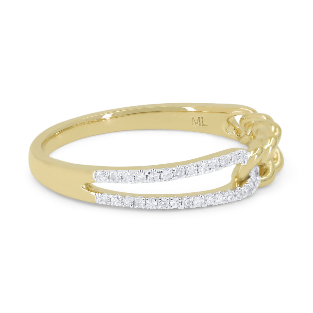 R1815 - 14K Yellow Gold Diamond Paperclip Ring