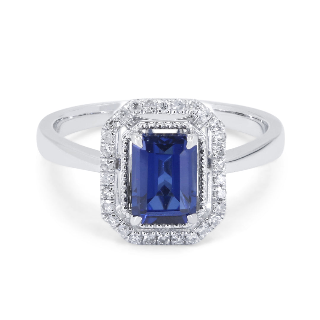 Madison L 14K White Gold Created Sapphire Ring - style R1816BCW