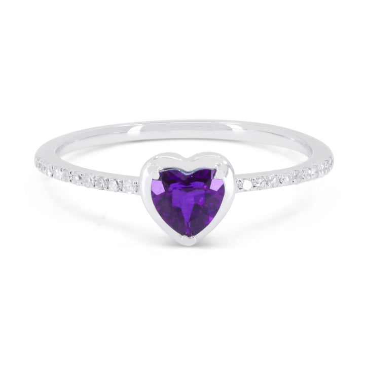 Madison L 14K White Gold Amethyst Heart Ring - style R1817AMW