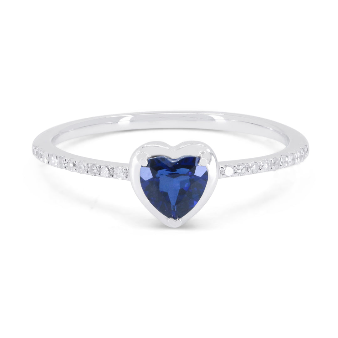 Madison L 14K White Gold Created Sapphire Heart Ring - style R1817BCW