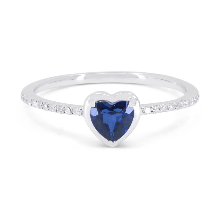 Madison L 14K White Gold Created Sapphire Heart Ring - style R1817BCW