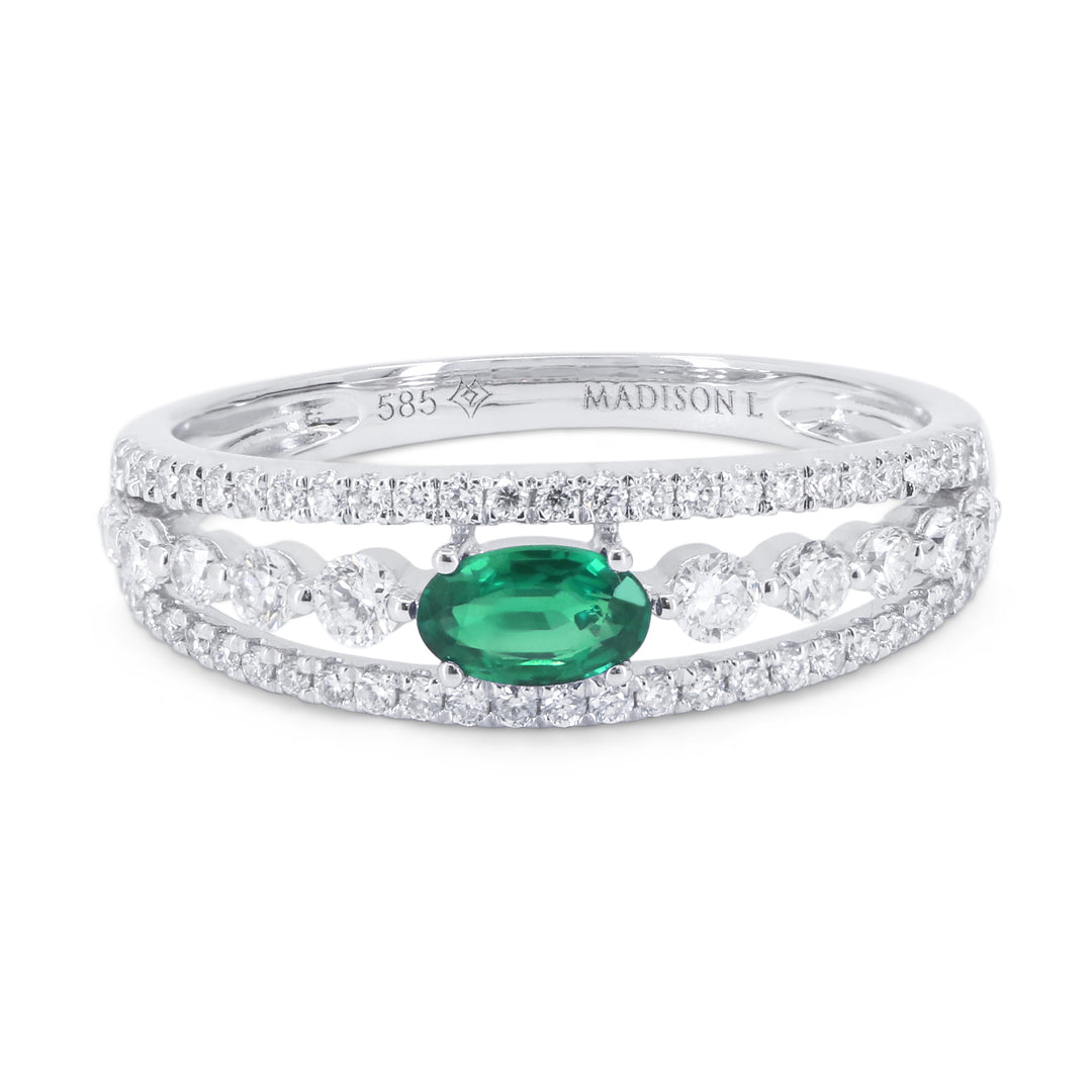 Madison L 14K White Gold Emerald Ring - style R1818EMW