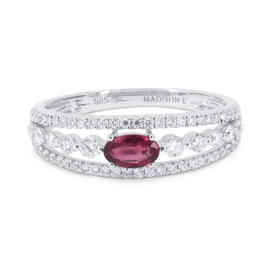 Madison L 14K White Gold Ruby Ring - style R1818RUW