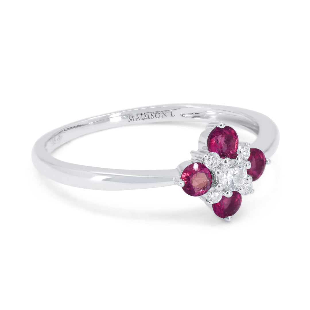 R1819 - 14K Gold Emerald, Ruby & Sapphire Ring