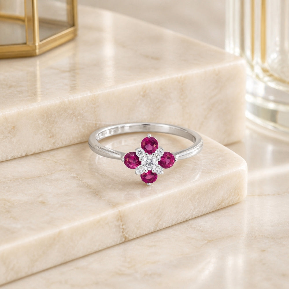 R1819 - 14K Gold Emerald, Ruby & Sapphire Ring