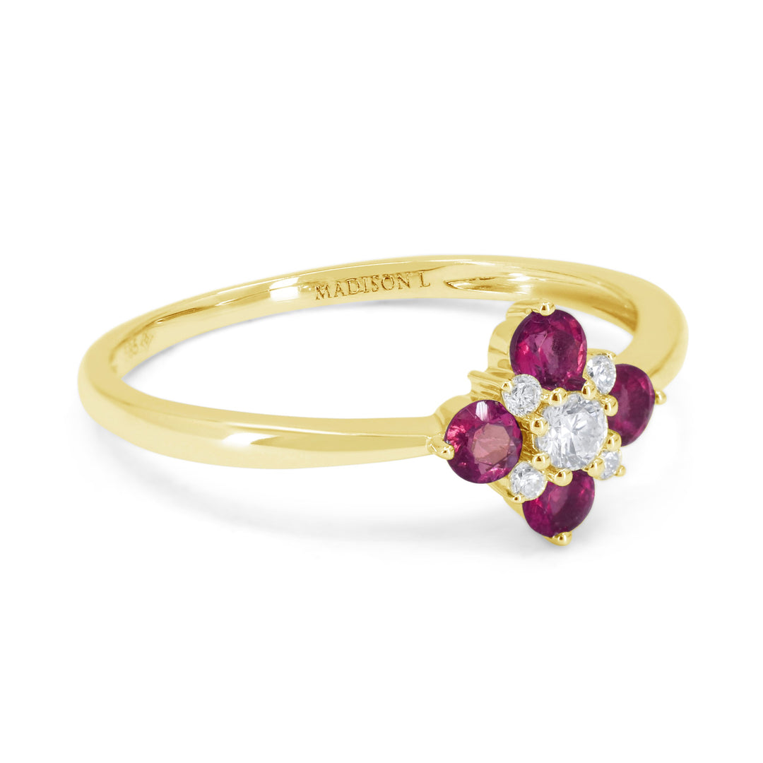 R1819 - 14K Gold Emerald, Ruby & Sapphire Ring