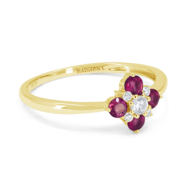 R1819 - 14K Gold Emerald, Ruby & Sapphire Ring