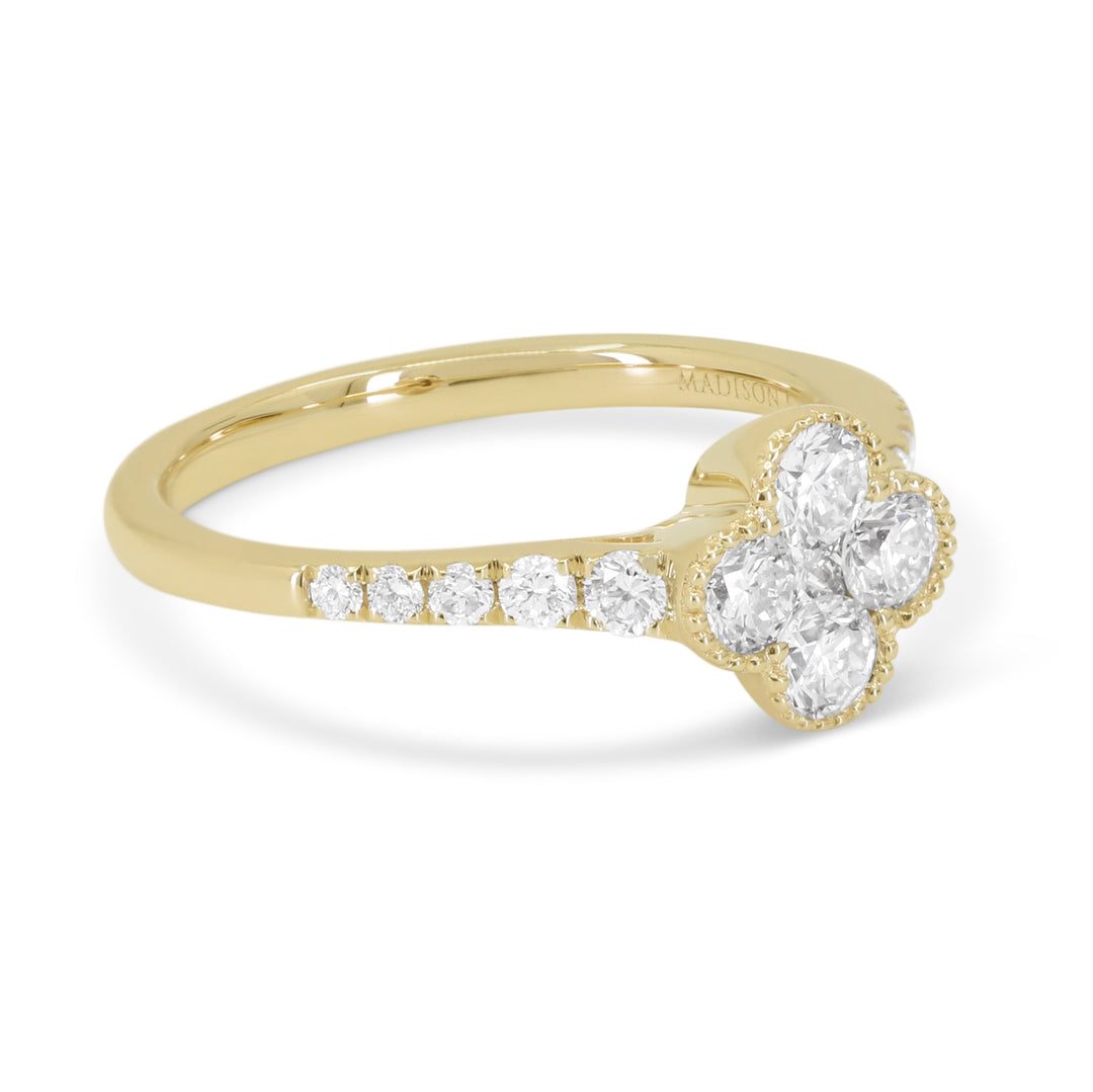 R1823 - 14K Gold Diamond Flower Ring