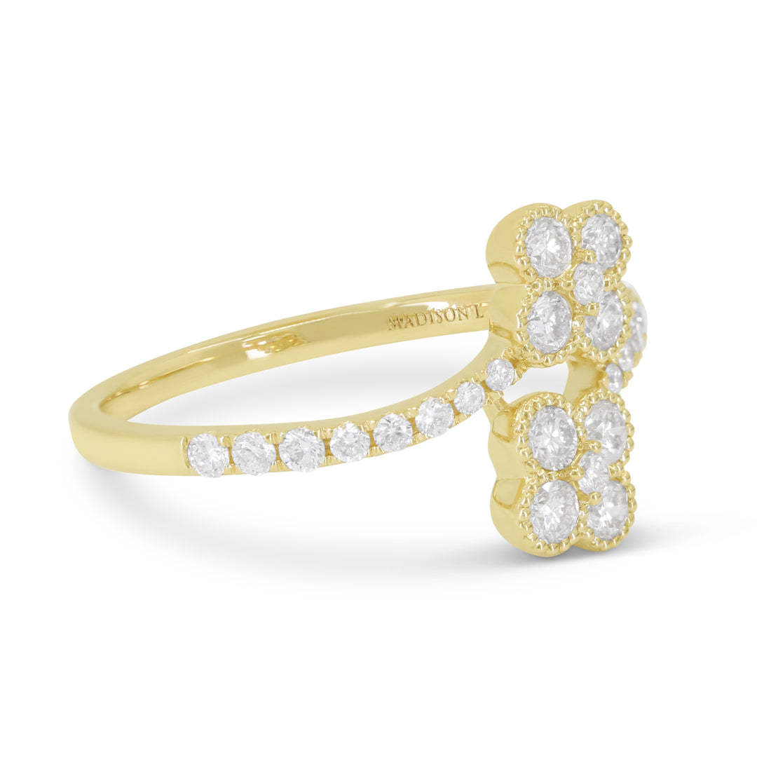 R1824 - 14K Yellow Gold Diamond Flower Ring