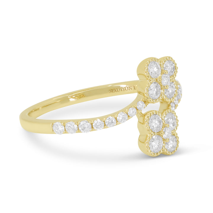 R1824 - 14K Yellow Gold Diamond Flower Ring