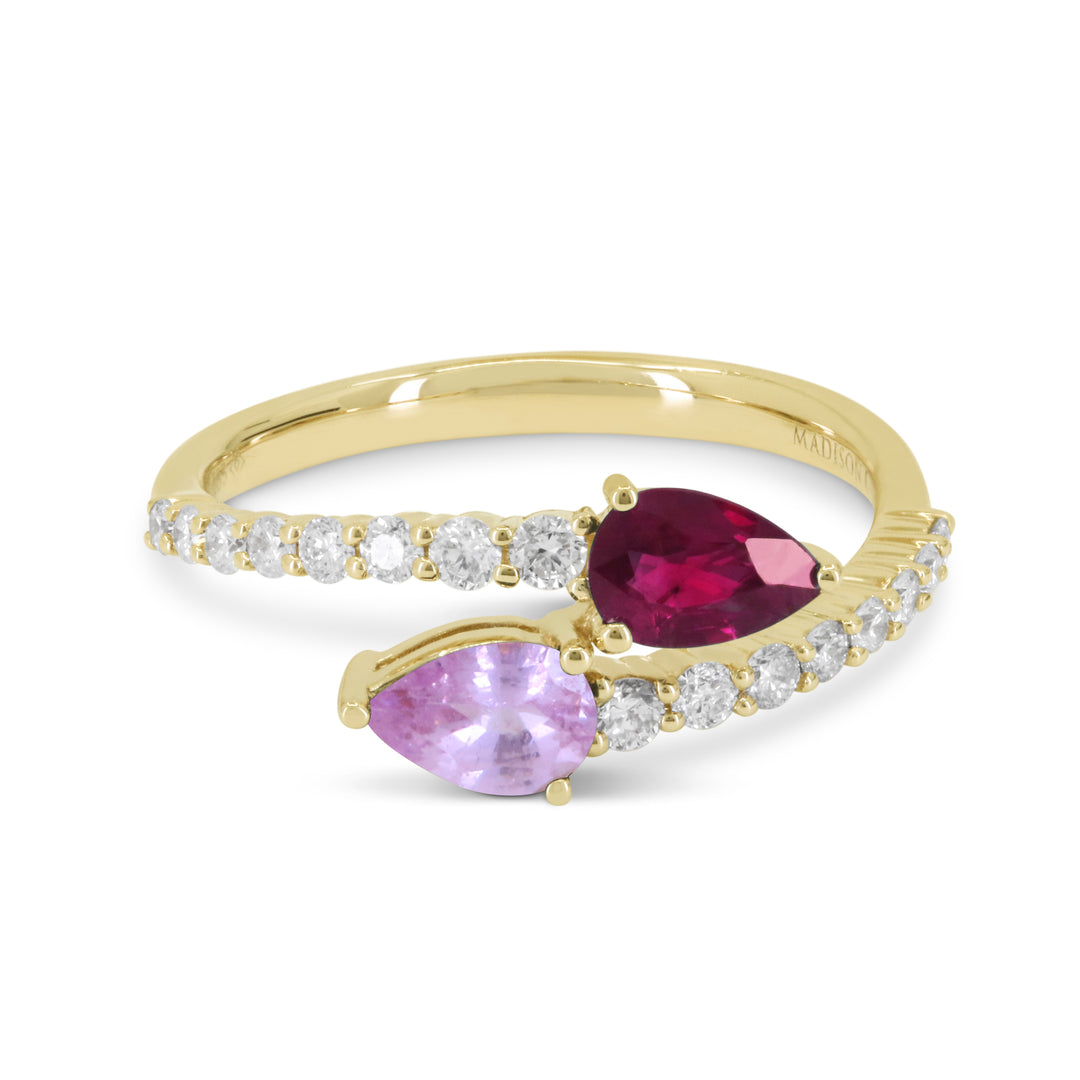 Madison L 14K Yellow Gold Ruby & Pink Sapphire Ring - style R1827RUPSAY