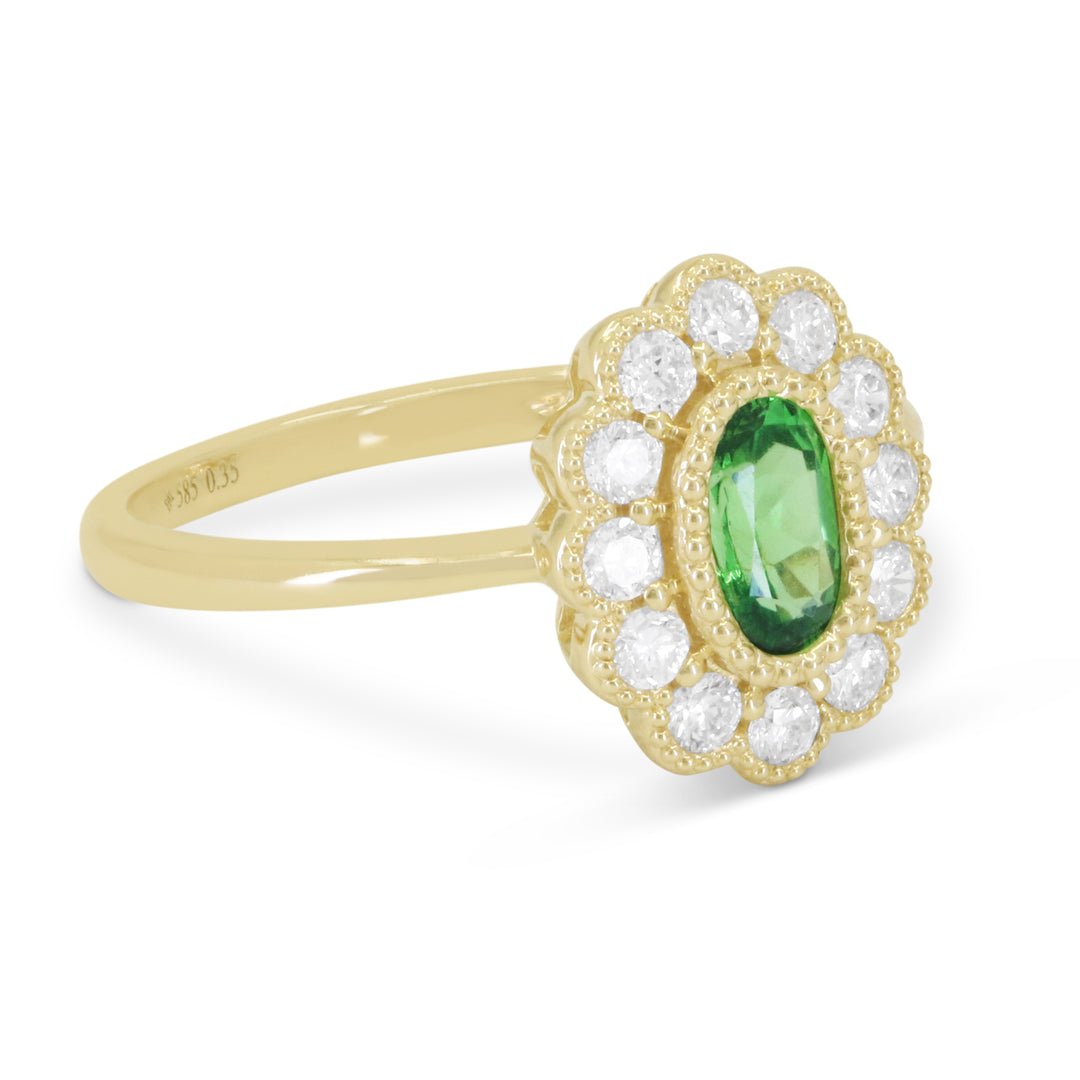 R1830 - 14K Yellow Gold Tsavorite Ring