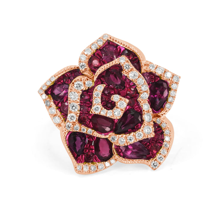 Madison L 14K Rose Gold Ruby Flower Ring - style R1833RUP