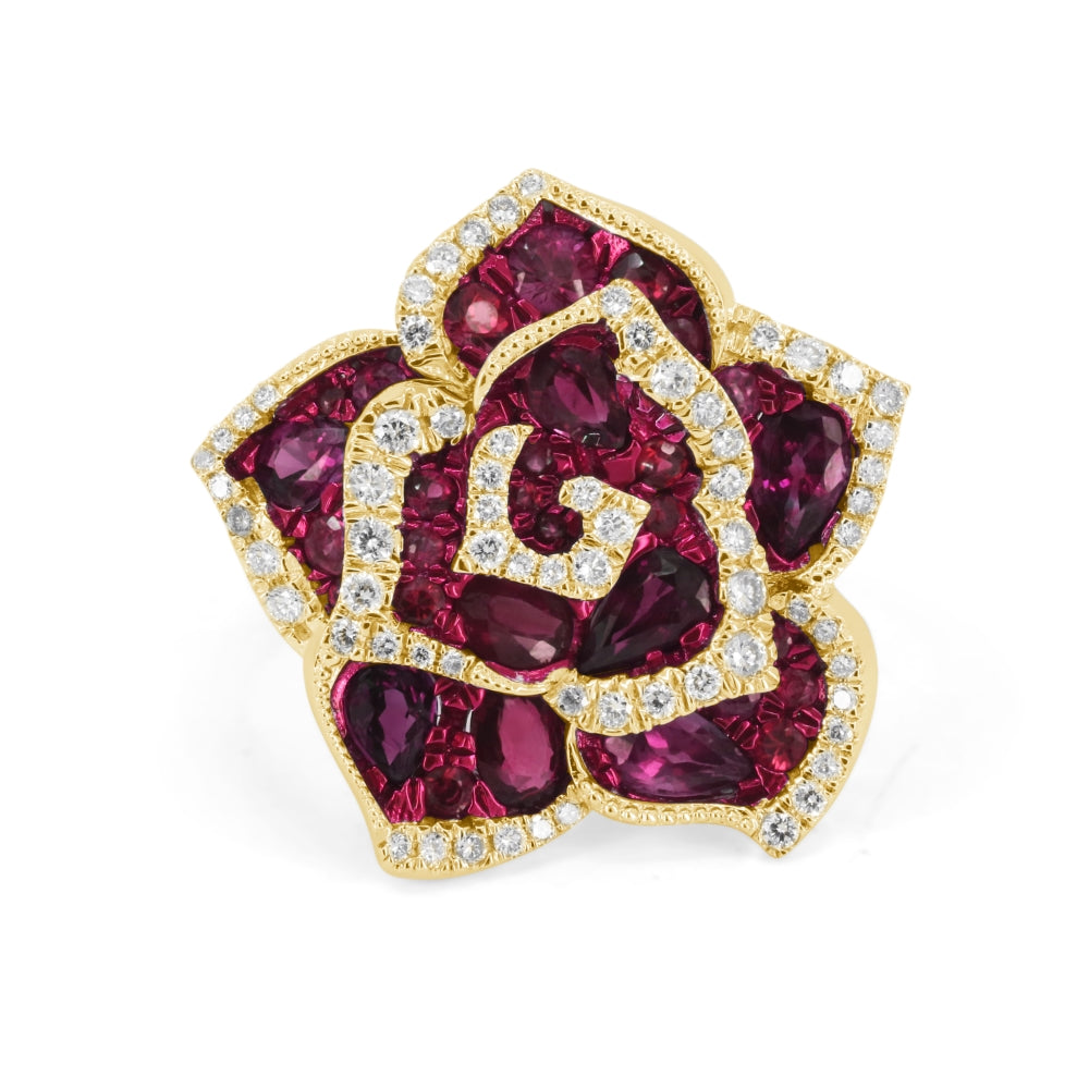 Madison L 14K Yellow Gold Ruby Flower Ring - style R1833RUY