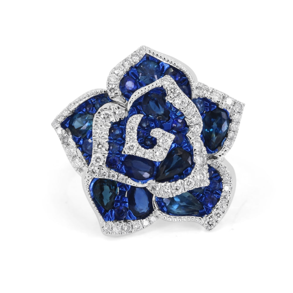Madison L 14K White Gold Sapphire Flower Ring - style R1833SAW