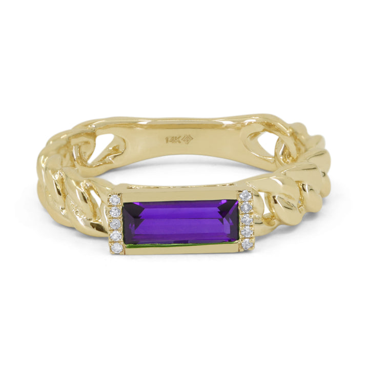 Madison L 14K Yellow Gold Amethyst Rectangle Ring - style R1840AMY