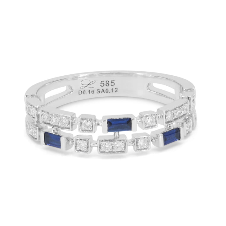 Madison L 14K White Gold Sapphire Stackable Ring - style R1842SAW