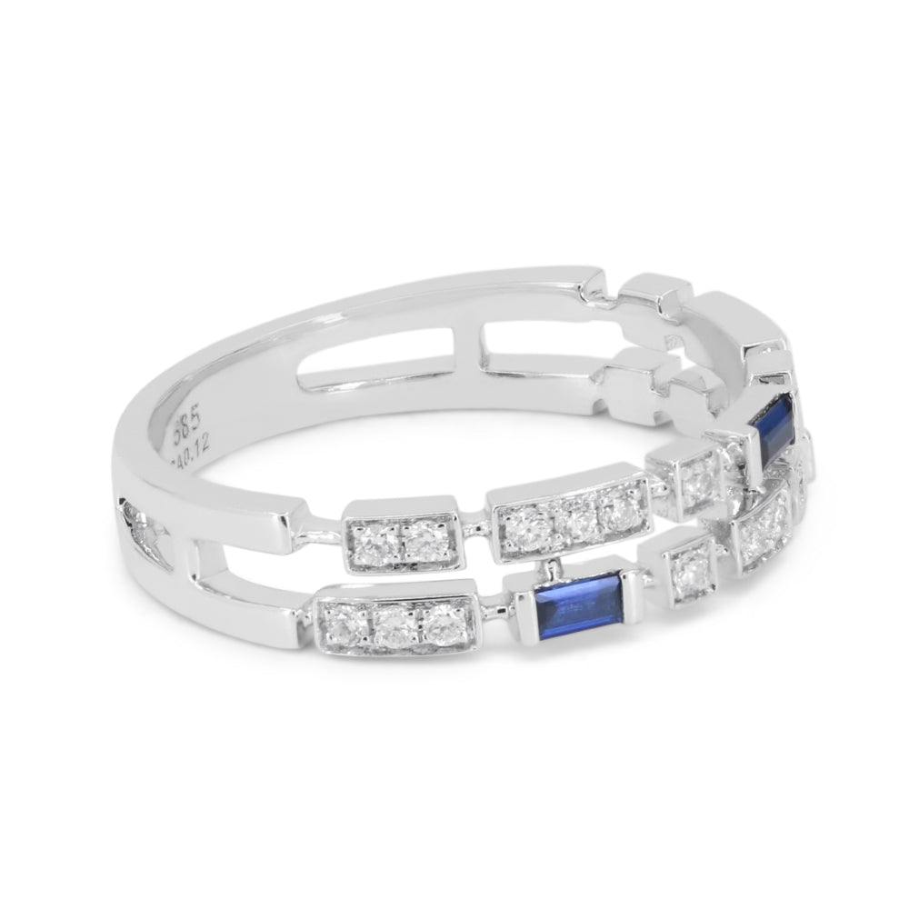 R1842 - 14K White Gold Ruby & Sapphire Stackable Ring