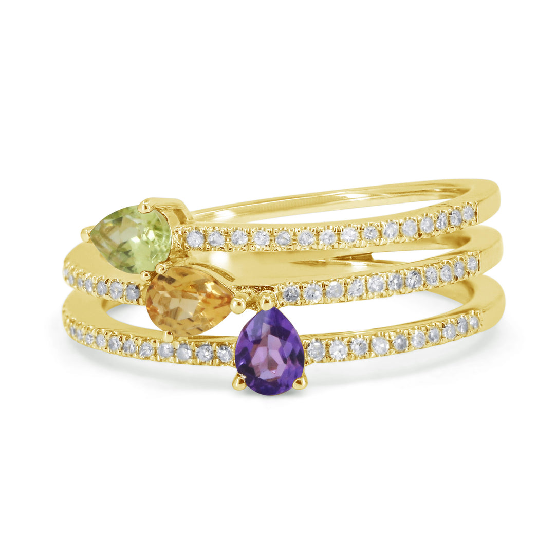 Madison L 14K Yellow Gold Multi Colored Sapphire Ring - style R1845MCSY