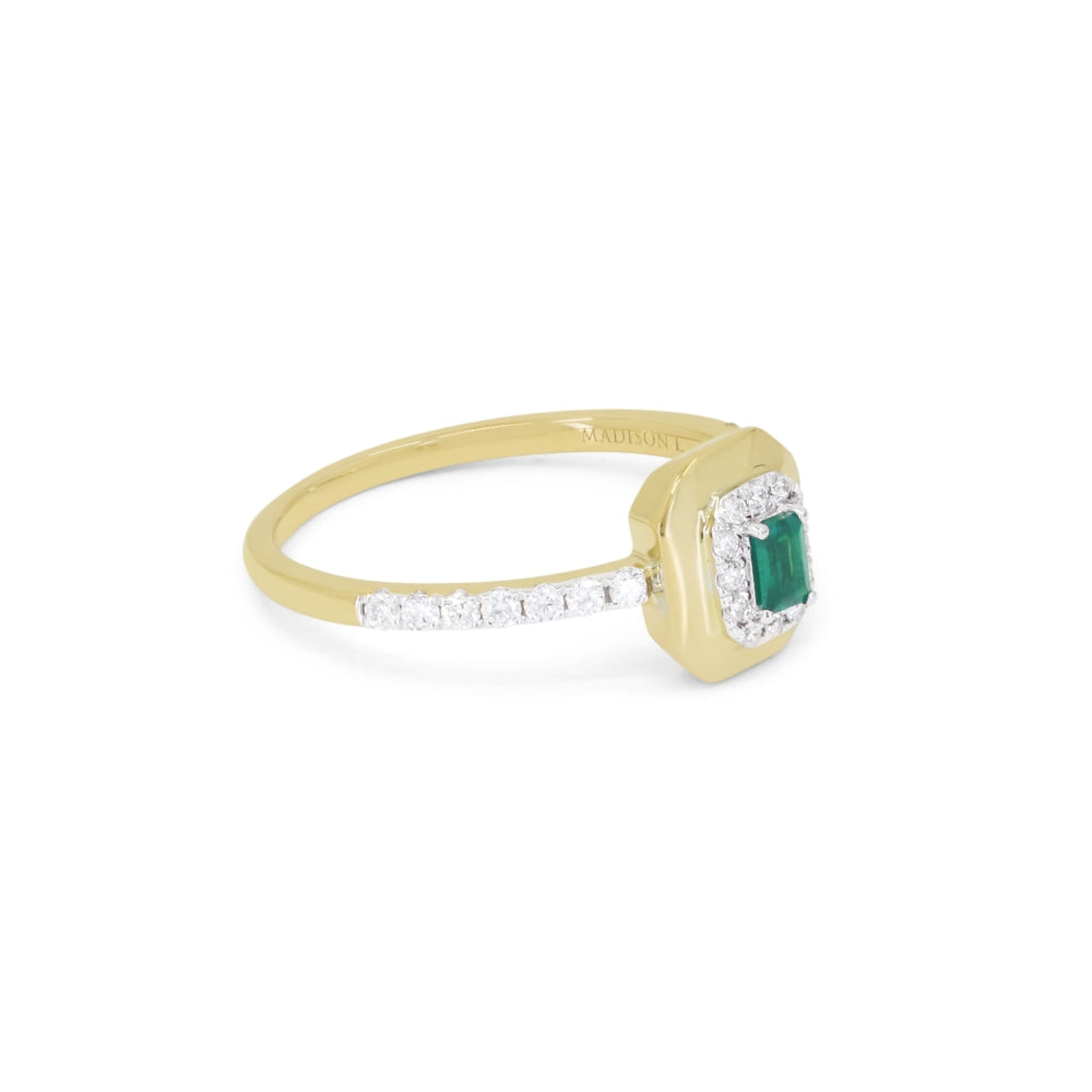 R1852 - 14K Yellow Gold Emerald, Ruby & Sapphire Rectangle Ring