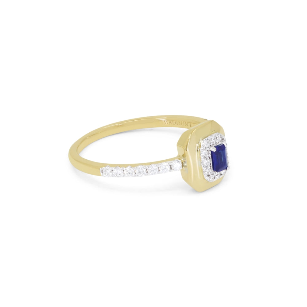 R1852 - 14K Yellow Gold Emerald, Ruby & Sapphire Rectangle Ring