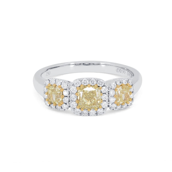 Madison L 18K White Gold Fancy Yellow Diamond Cushion Ring - style R1857YDW