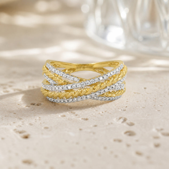R1871 - 14K Yellow Gold Diamond Cocktail Ring