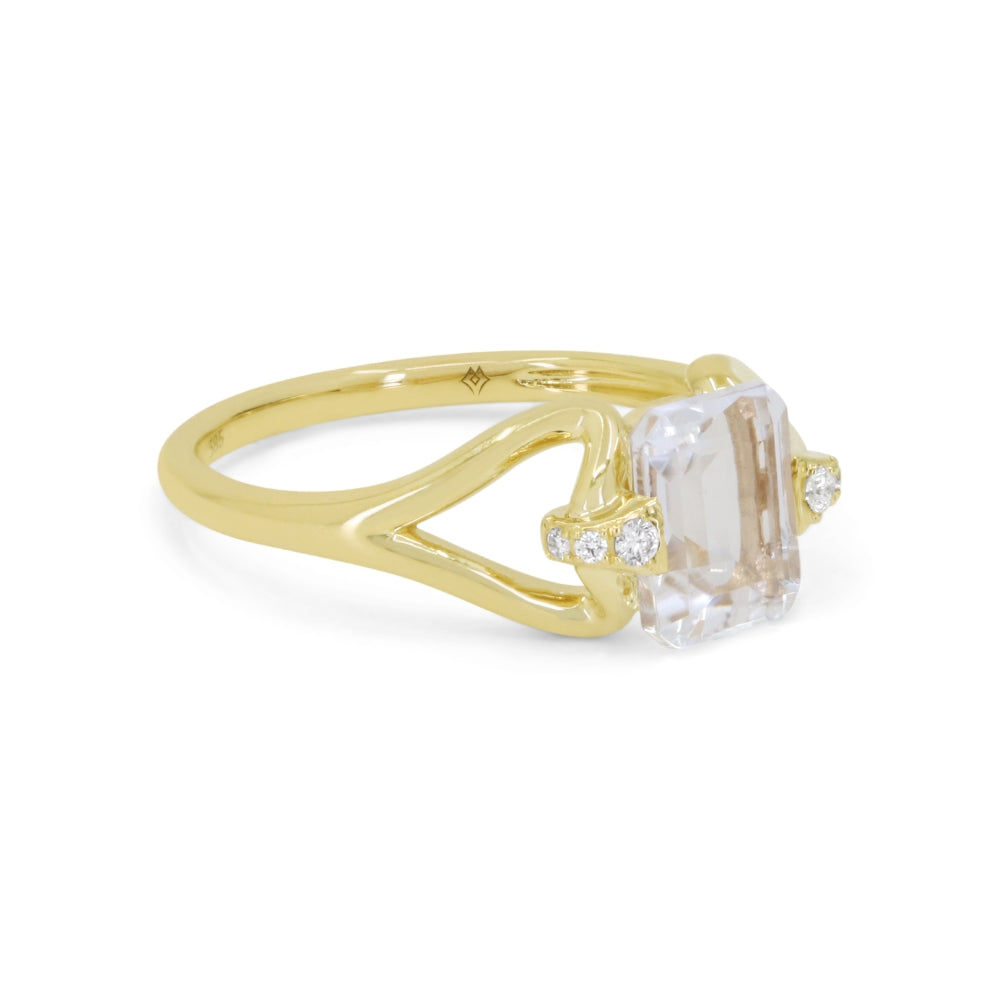 R1886 - 14K Yellow Gold Amethyst, Swiss Blue Topaz & White Topaz Ring