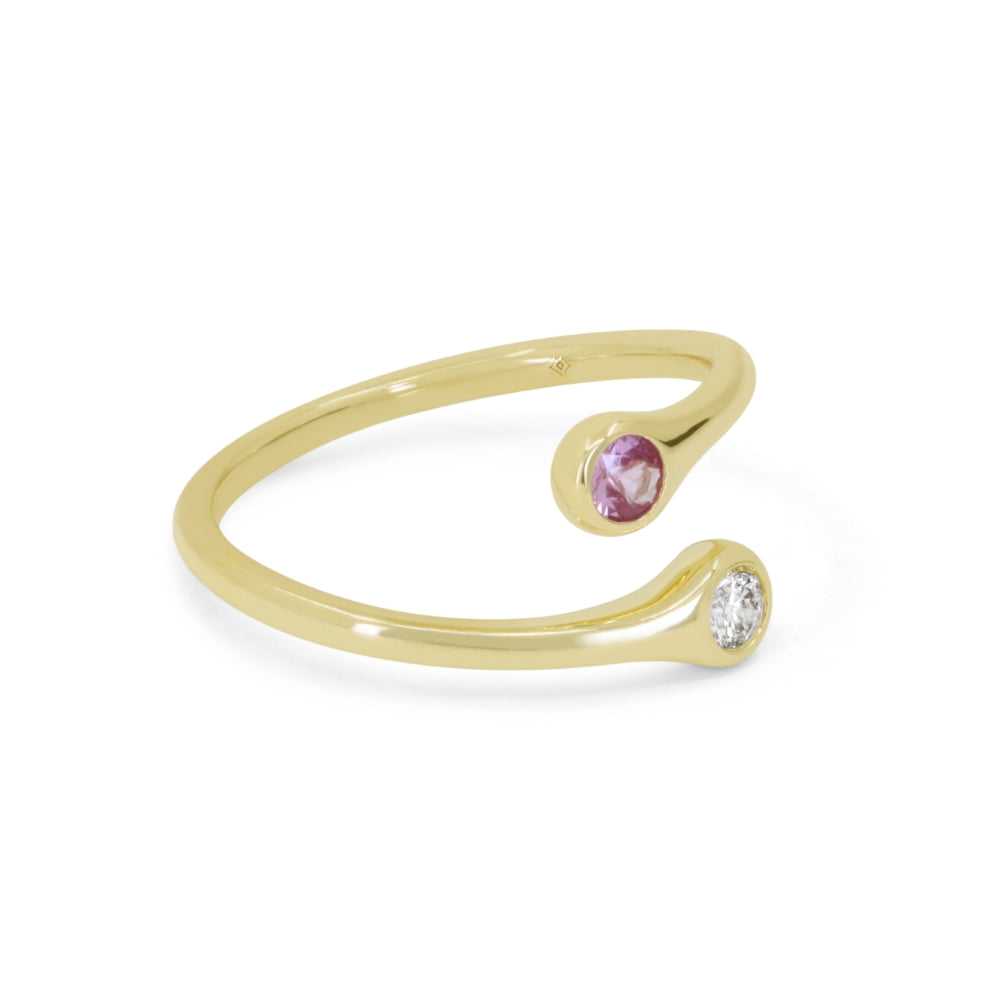 R1899 - 14K Yellow Gold Pink Sapphire & Sapphire Ring